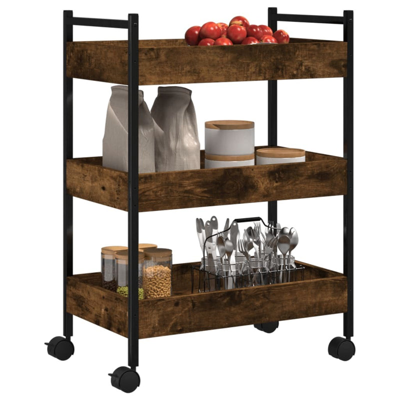 Kitchen Trolley Smoked Oak 50x30x70 cm Engineered Wood