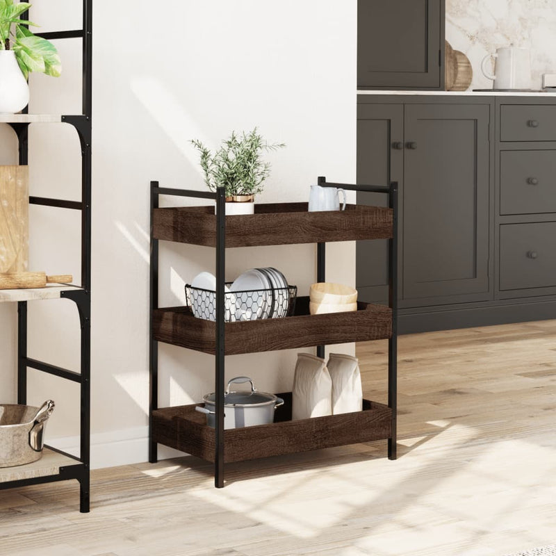 Kitchen Trolley Brown Oak 50x30x70 cm Engineered Wood