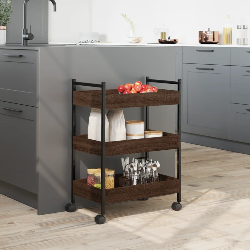 Kitchen Trolley Brown Oak 50x30x70 cm Engineered Wood