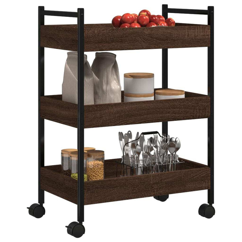 Kitchen Trolley Brown Oak 50x30x70 cm Engineered Wood