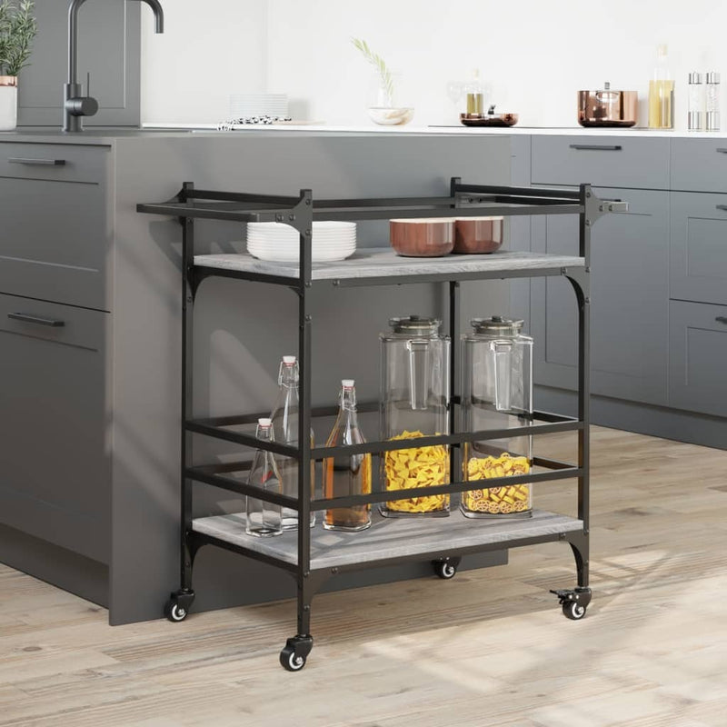 Kitchen Trolley Grey Sonoma 82x40x78.5 cm Engineered Wood