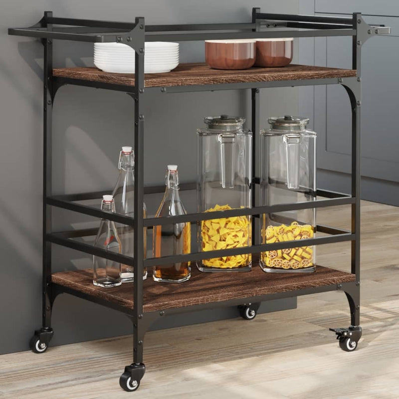 Kitchen Trolley Brown Oak 82x40x78.5 cm Engineered Wood