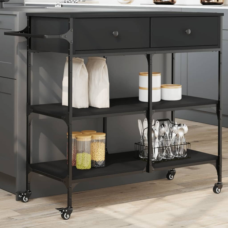 Kitchen Trolley Black 105x42x95 cm Engineered Wood