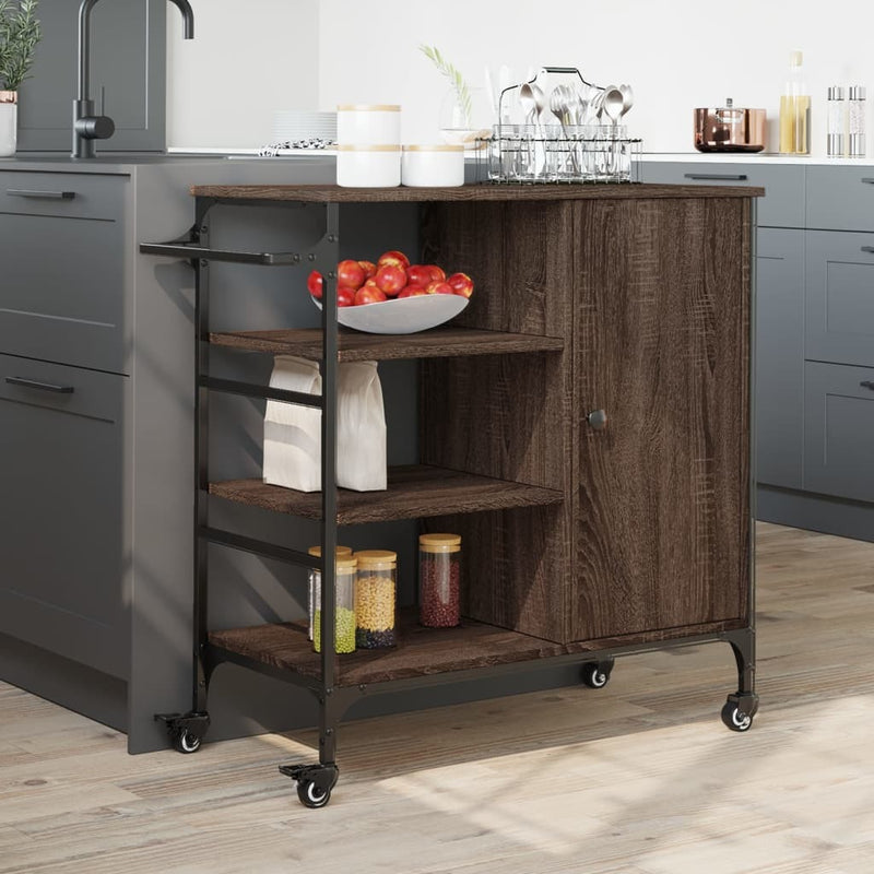 Kitchen Trolley Brown Oak 87.5x38.5x84.5 cm Engineered Wood