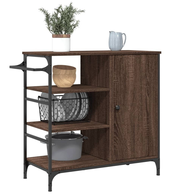 Kitchen Trolley Brown Oak 87.5x38.5x84.5 cm Engineered Wood