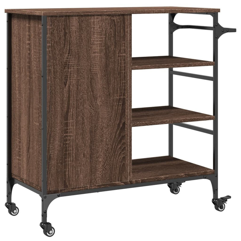 Kitchen Trolley Brown Oak 87.5x38.5x84.5 cm Engineered Wood