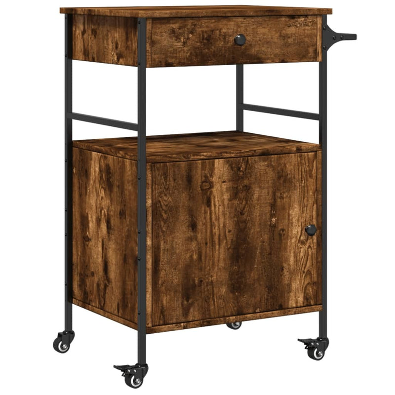 Kitchen Trolley Smoked Oak 56x43x89.5 cm Engineered Wood