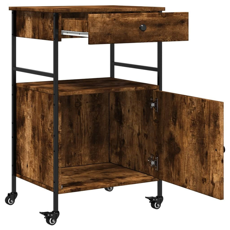 Kitchen Trolley Smoked Oak 56x43x89.5 cm Engineered Wood