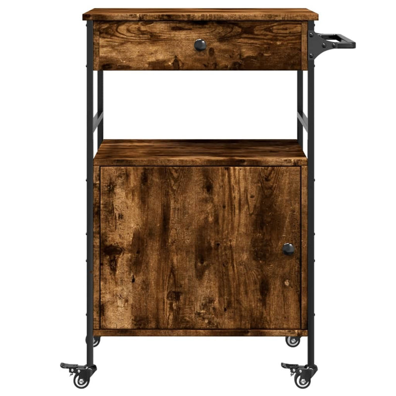 Kitchen Trolley Smoked Oak 56x43x89.5 cm Engineered Wood