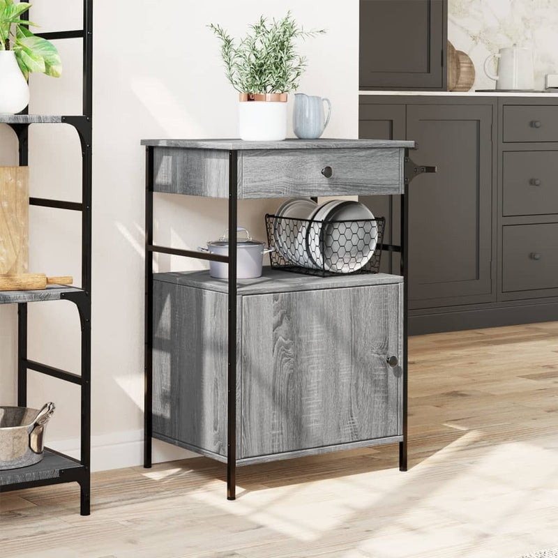 Kitchen Trolley Grey Sonoma 56x43x89.5 cm Engineered Wood