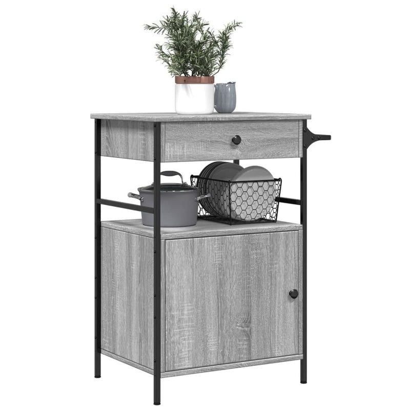 Kitchen Trolley Grey Sonoma 56x43x89.5 cm Engineered Wood