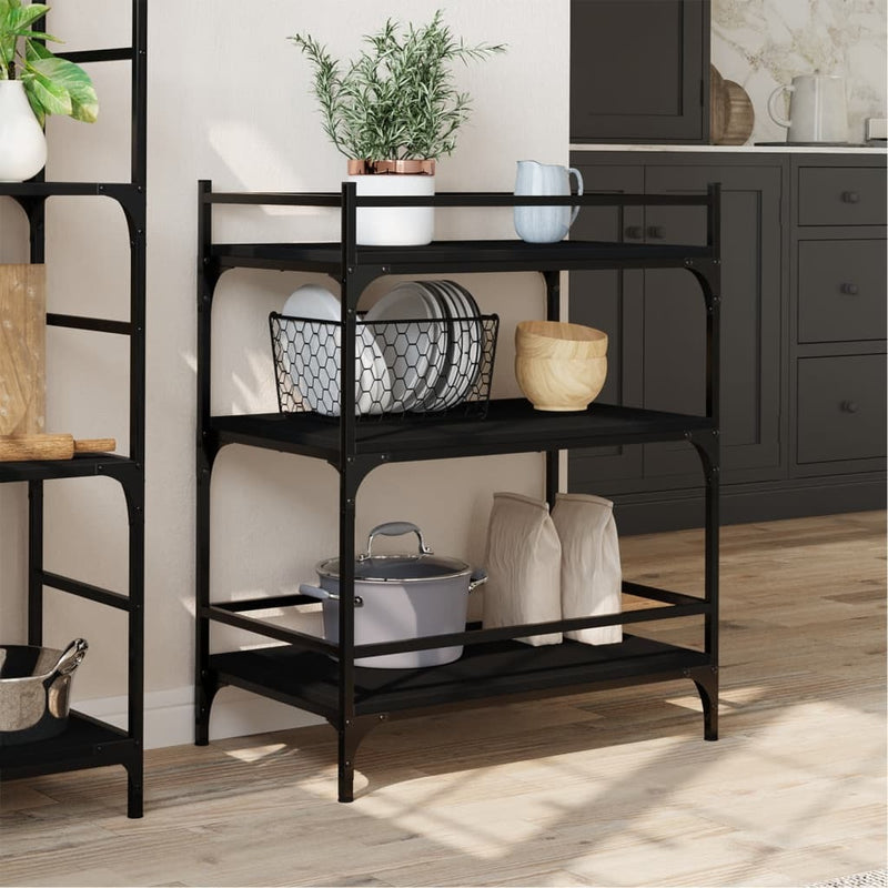 Kitchen Trolley Black 65x40x86.5 cm Engineered Wood