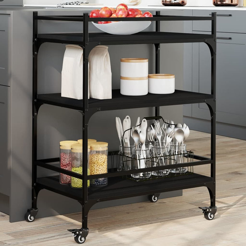 Kitchen Trolley Black 65x40x86.5 cm Engineered Wood