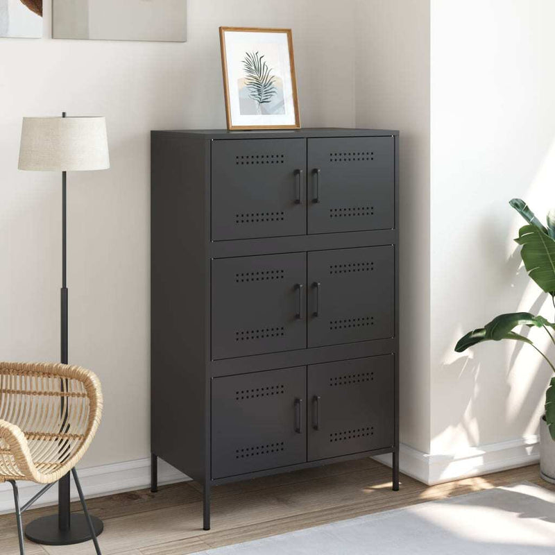 Highboard Black 68x39x113 cm Steel