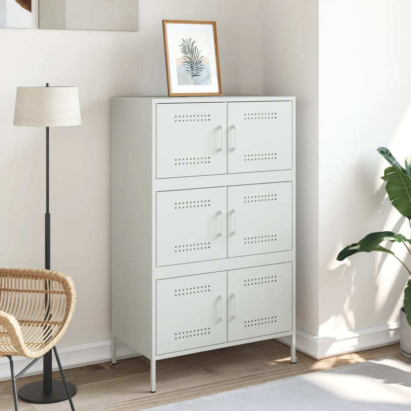 Highboard White 68x39x113 cm Steel