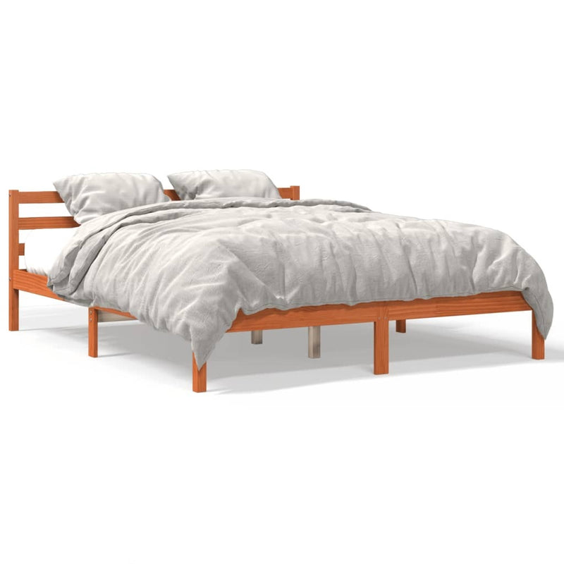 Bed Frame without Mattress Wax Brown 160x200 cm Solid Wood Pine