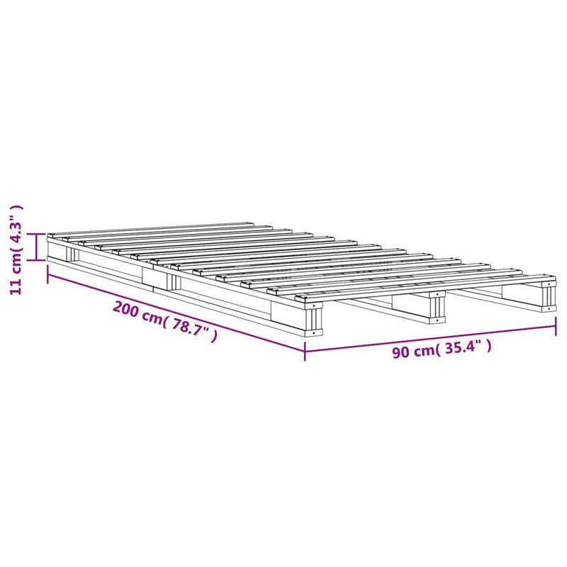 Pallet Bed without Mattress Wax Brown 90x200 cm Solid Wood Pine