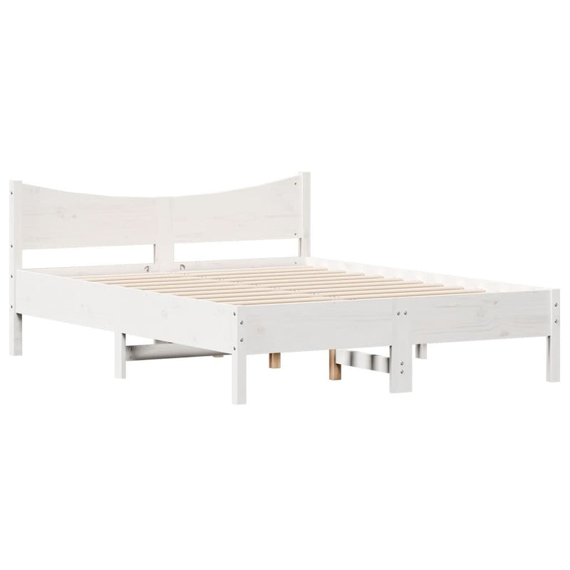 Bed Frame without Mattress White 140x200 cm Solid Wood Pine