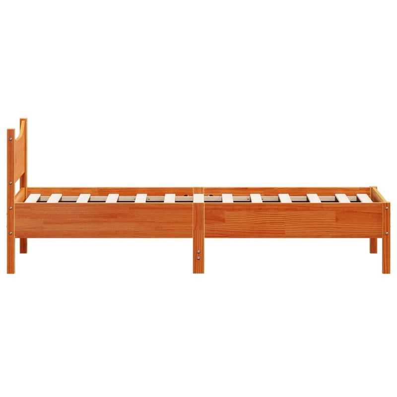 Bed Frame without Mattress Wax Brown 90x190 cm Single Solid Wood Pine