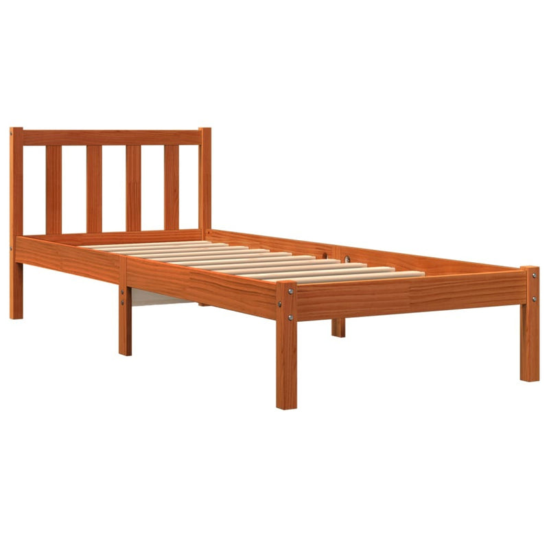 Bed Frame without Mattress Wax Brown 100x200 cm Solid Wood Pine