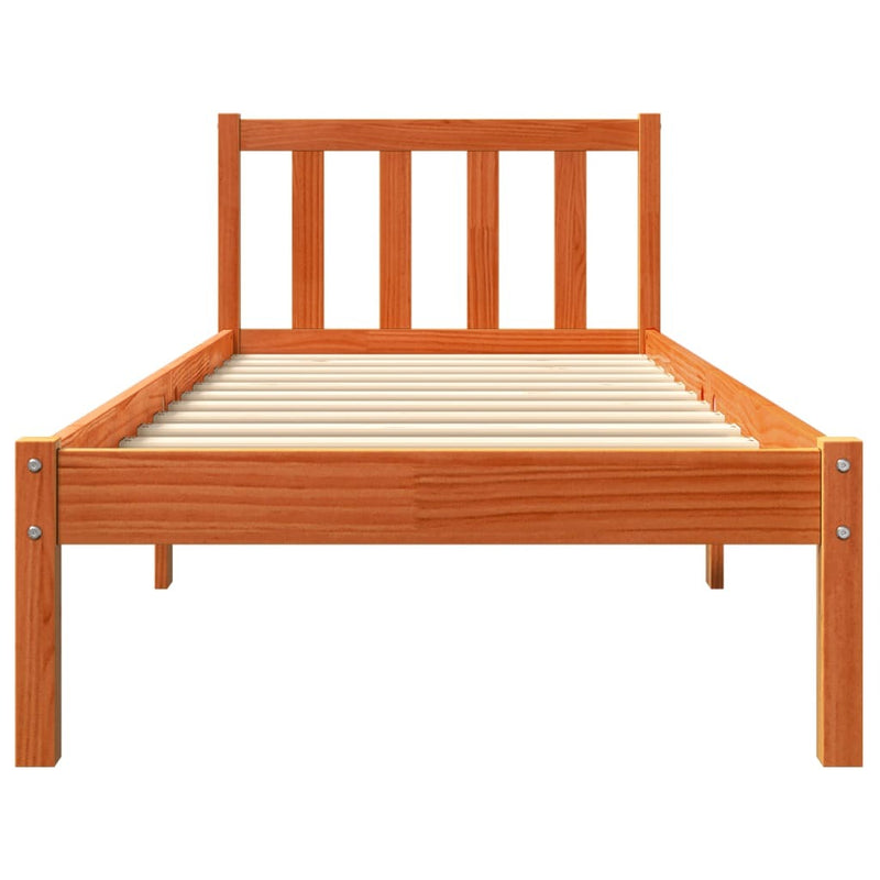 Bed Frame without Mattress Wax Brown 100x200 cm Solid Wood Pine