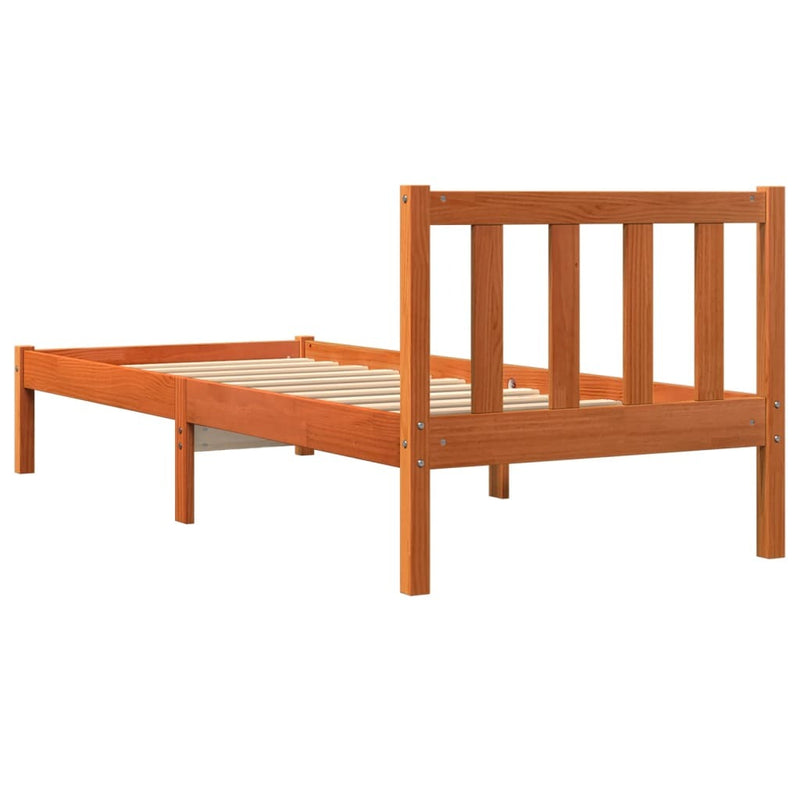 Bed Frame without Mattress Wax Brown 100x200 cm Solid Wood Pine