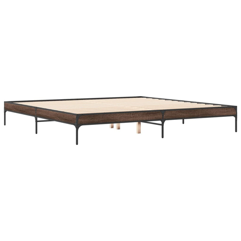 Bed Frame without Mattress Brown Oak 180x200 cm Super King