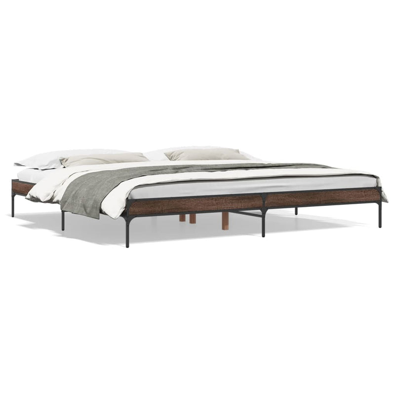 Bed Frame without Mattress Brown Oak 180x200 cm Super King