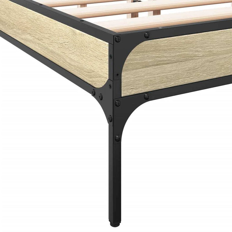 Bed Frame Sonoma Oak 120x200 cm Engineered Wood and Metal