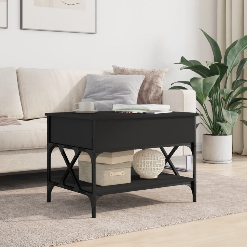 Coffee Table Black 70x50x50 cm Engineered Wood and Metal