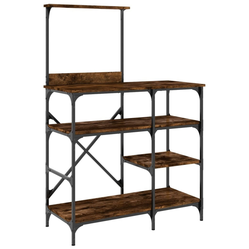 Baker's Rack Smoked Oak 90x40x132 cm Engineered Wood and Metal