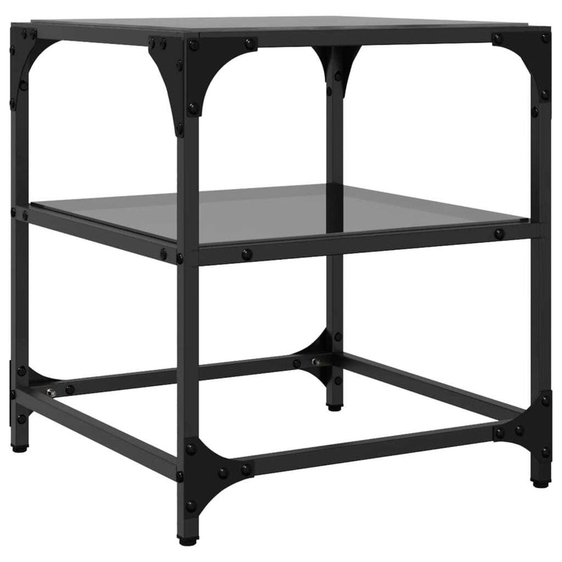 Coffee Table with Black Glass Top 40x40x45 cm Steel