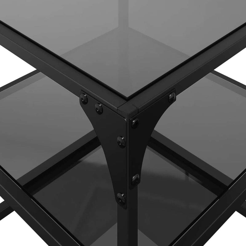 Coffee Table with Black Glass Top 40x40x45 cm Steel