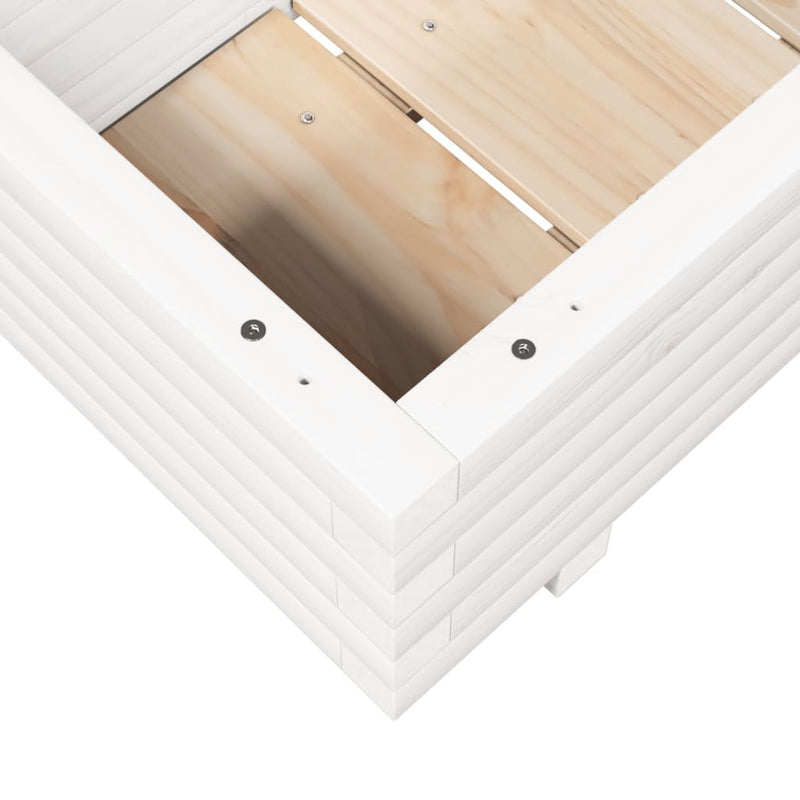 Garden Planter White 70x40x26.5 cm Solid Wood Pine