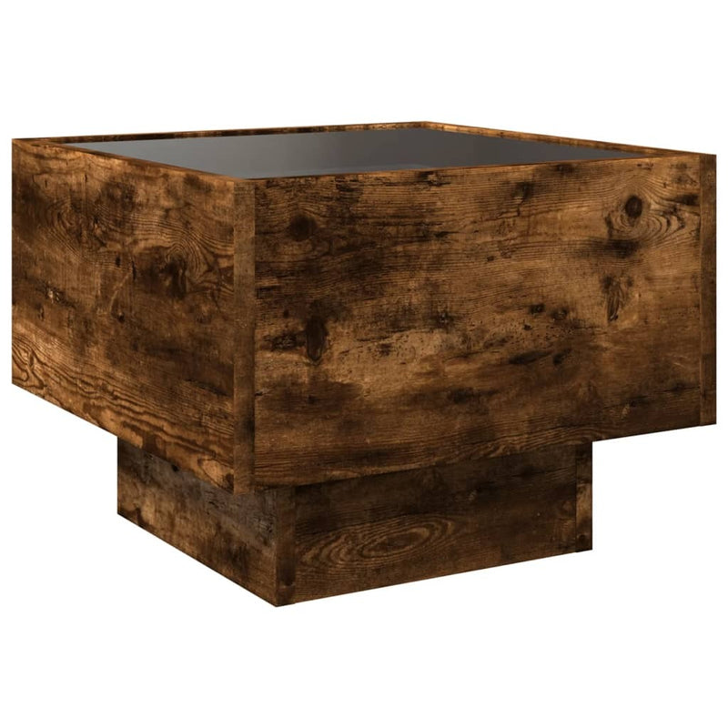 Side Table with LED Smoked Oak 40x40x30 cm Engineered Wood