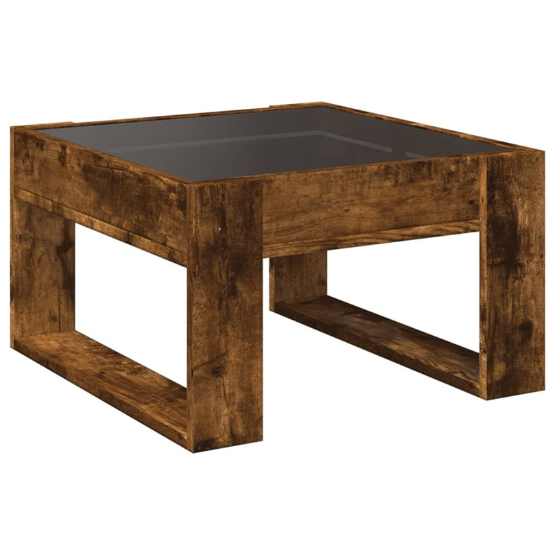 Coffee Table with Infinity LED Smoked Oak 50x53x30 cm