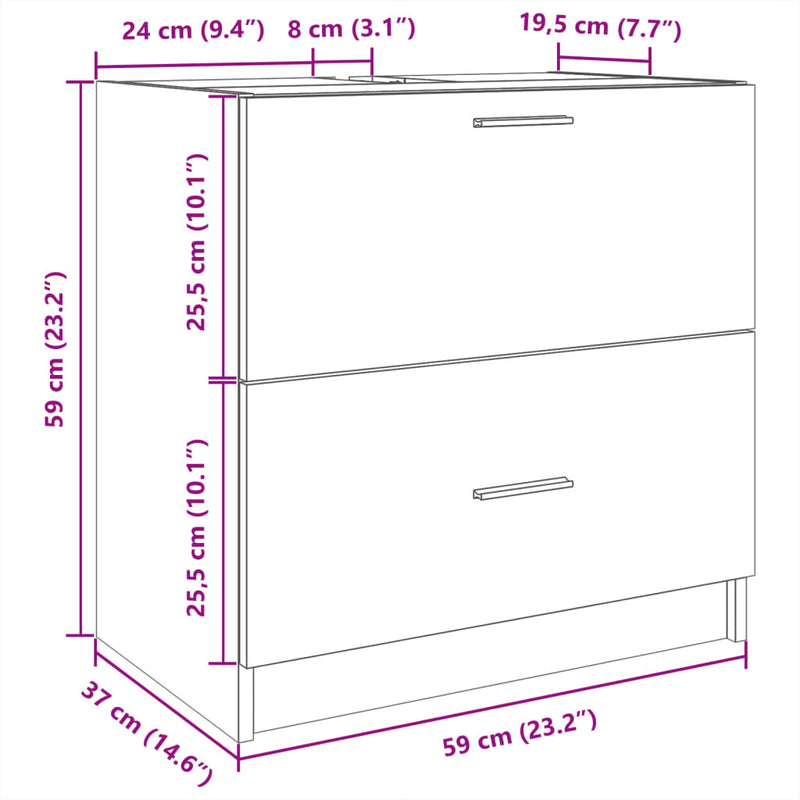 Sink Cabinet White 59x37x59 cm Engineered Wood