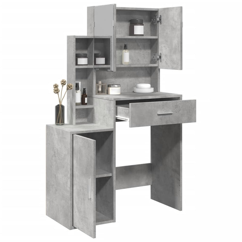 Dressing Table with Cabinet Concrete Grey 80x35x132 cm