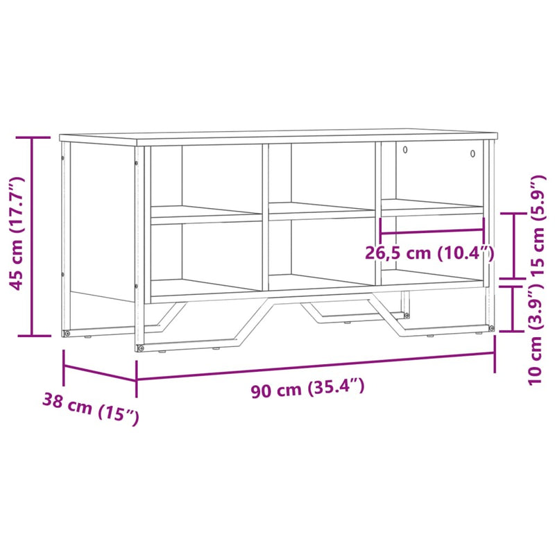 Shoe Cabinet Grey Sonoma 90x38x45.5 cm Engineered Wood