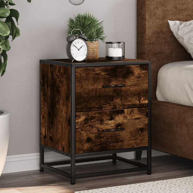 Bedside Cabinet Smoked Oak 40x31x50 cm Engineered Wood