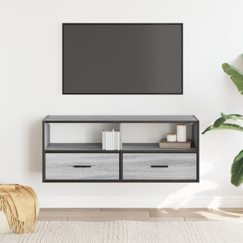 TV Cabinet Grey Sonoma 100x31x39.5 cm Engineered Wood and Metal