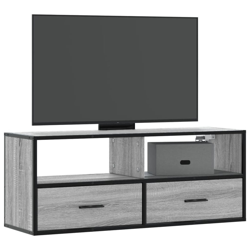 TV Cabinet Grey Sonoma 100x31x39.5 cm Engineered Wood and Metal