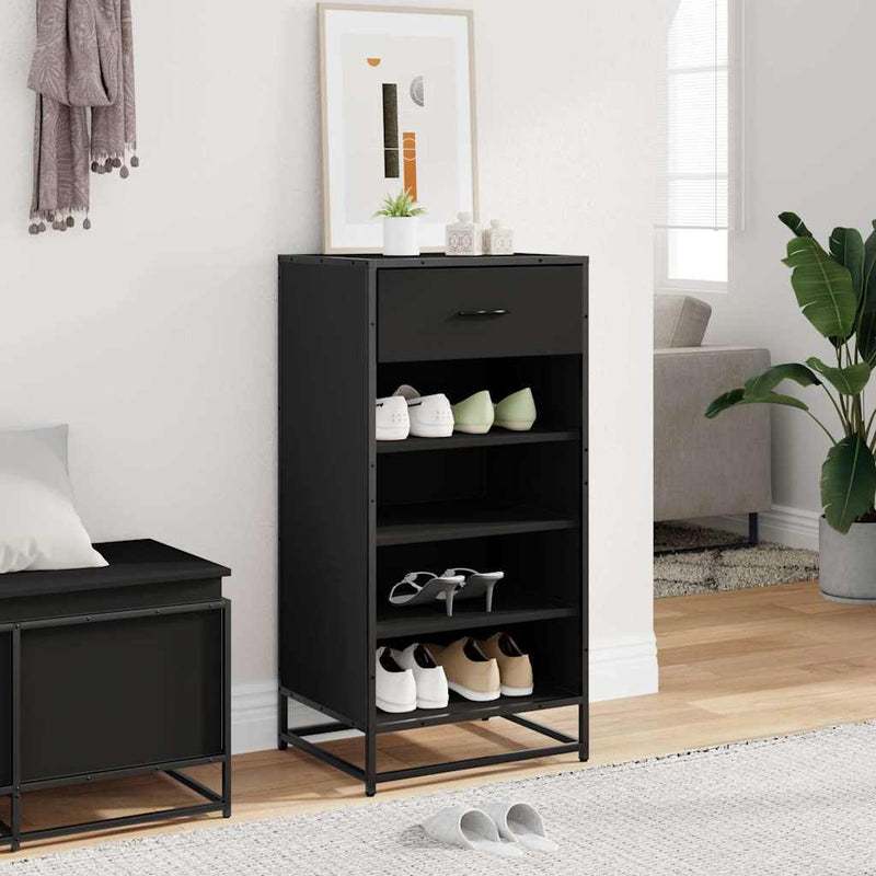 Shoe Rack Black 48x38x97.5 cm Engineered Wood