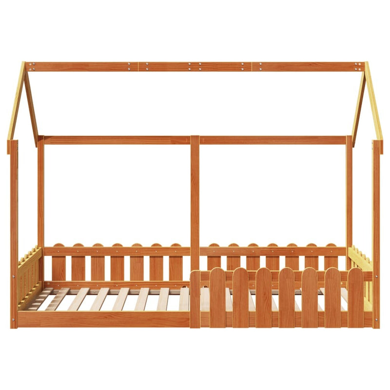 Kids' House Bed Frame without Mattress Wax Brown 90x200 cm