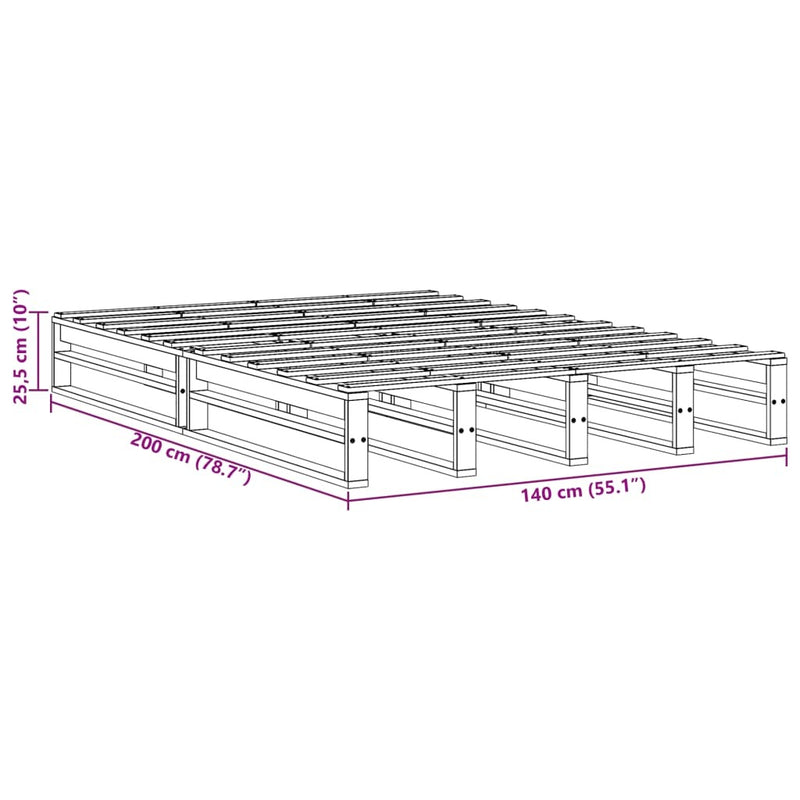 Bed Frame without Mattress White 140x200 cm Solid Wood Pine