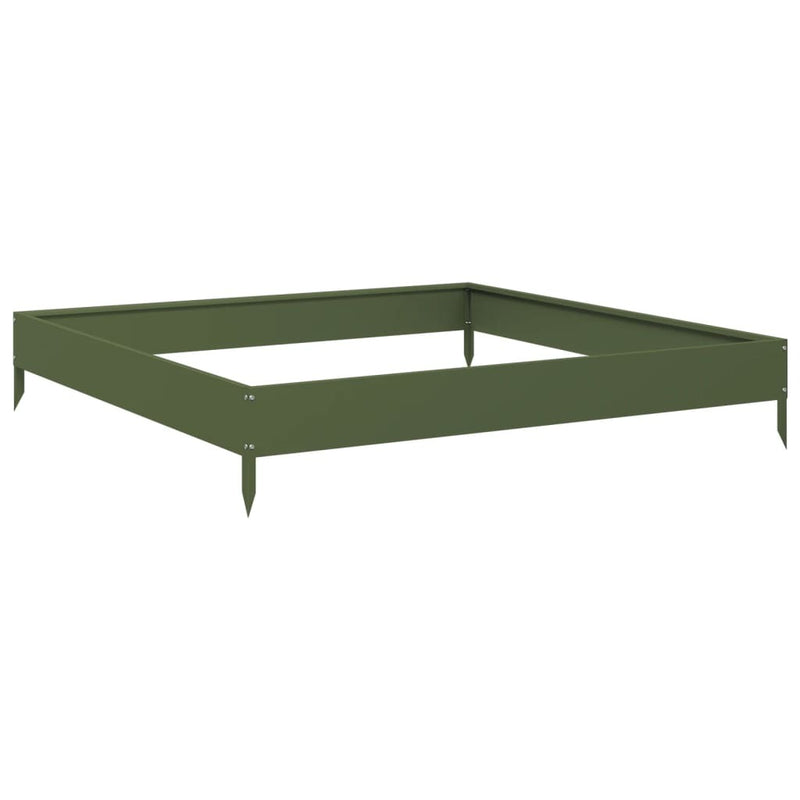 Garden Raised Bed Olive green 100x100x18.5 cm Steel