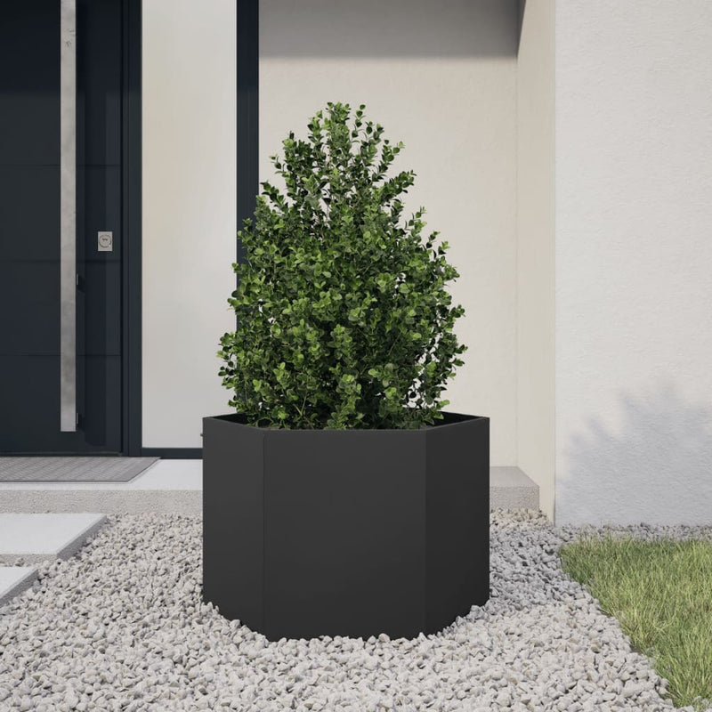 Garden Planter Black Hexagon 69x60x45 cm Steel