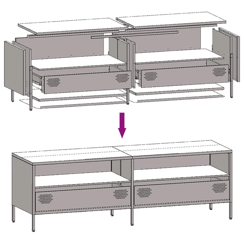 TV Cabinet Pink 135x39x43.5 cm Cold-rolled Steel