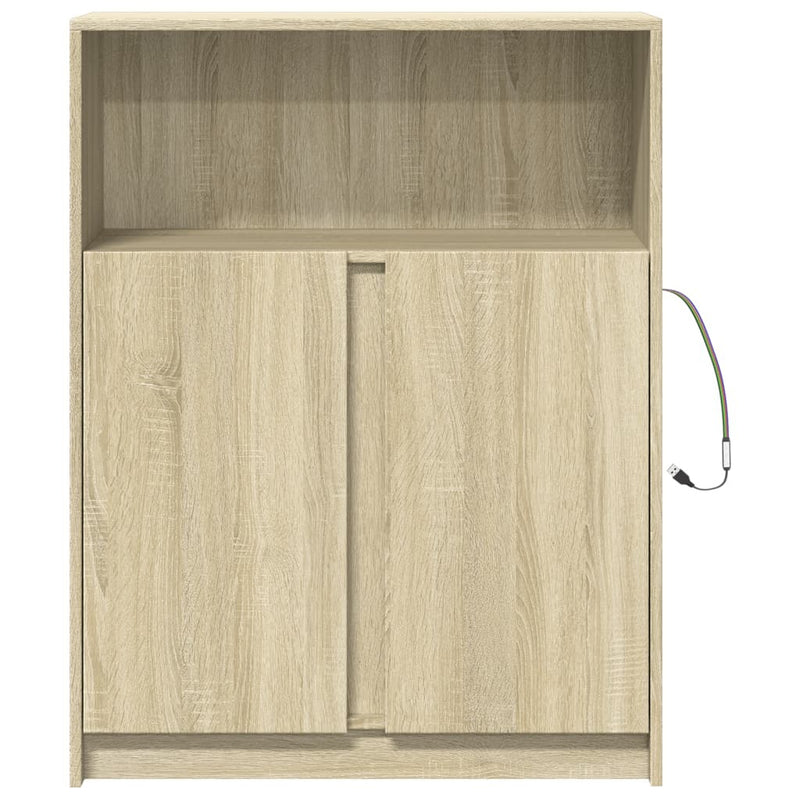 Sideboard with LED Sonoma Oak 77x34x100 cm Engineered Wood