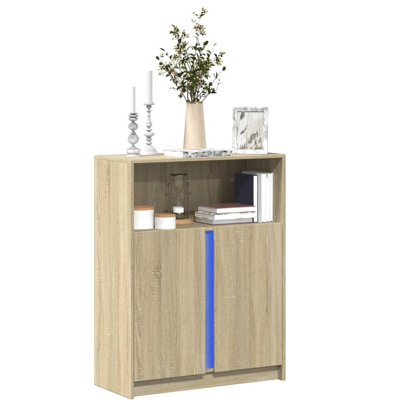 Sideboard with LED Sonoma Oak 77x34x100 cm Engineered Wood